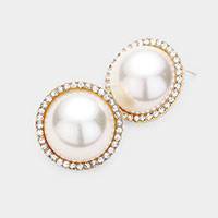 Pearl Rhinestone Pave Earrings 