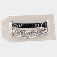 
2PCS - Snake Skin Magnetic and Metal Chain Layered Bracelets  