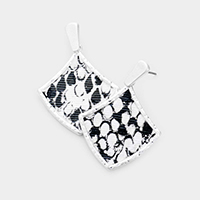 Snake Skin Faux Leather Rhombus Earrings 
