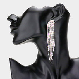 Rhinestone Fringe Drop Evening Earrings