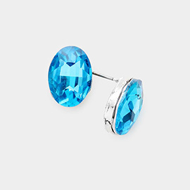 Oval Crystal Evening Stud Earrings