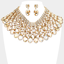 Crystal Glass Bib Statement Necklace