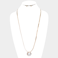 Pearl Metal Trim Necklace 