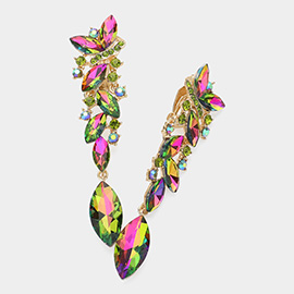 Marquise Crystal Drop Clip On Earrings