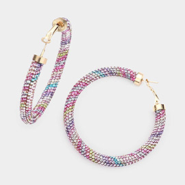 Rhinestone Pave Hoop Earrings