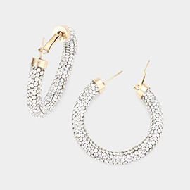 Rhinestone Pave Hoop Earrings