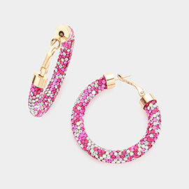 Rhinestone Pave Hoop Earrings