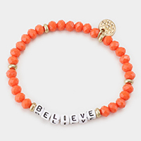 BELIEVE Faceted Beaded Stretch Bracelet