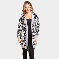 Leopard Pattern Pocket Cardigan