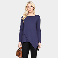 Long Sleeve Asymmetrical Hem Tunic Top