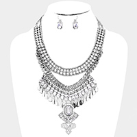 Antique Stone Embellished Statement Necklace