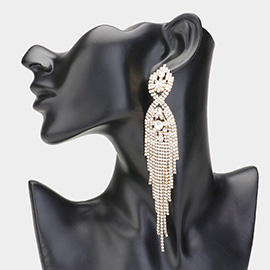 Rhinestone Long Drop Statement Evening Earrings