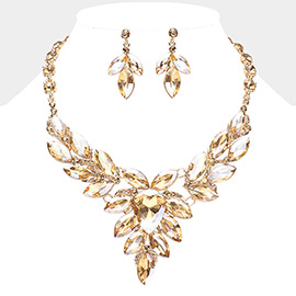 Teardrop Center Marquise Stone Cluster Evening Necklace