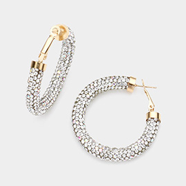 Rhinestone Pave Hoop Earrings