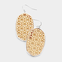 Geometric Filigree Two Tone Metal Dangle Earrings