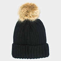 Cable Knit Pom Pom Beanie Hat