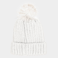 Cable Knit Pom Pom Beanie Hat