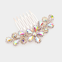 Teardrop Stone Flower Leaf Hair Comb