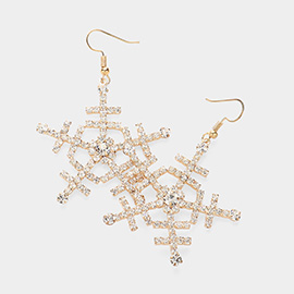 Rhinestone Embellished Snowflake Earrings