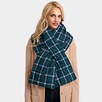 Plaid Check Puffy Scarf