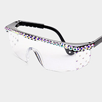 Stone Embellished Visor Sunglasses