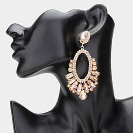 Open Oval Multi Stone Cluster Evening Earrings