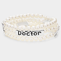 Doctor Pearl Triple Strand Stretch Message Bracelet