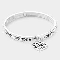 Grand Pa Heart Charm Stretch Message Bracelet