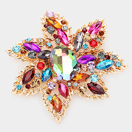 Multi Stone Flower Pin Brooch