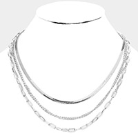 Metal Chain Triple Layered Necklace