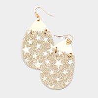 Bling Glitter Star Pattern Accented Teardrop Earrings