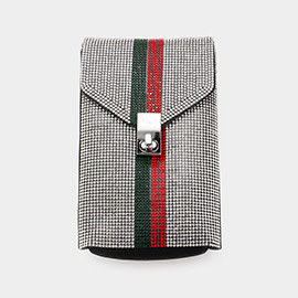 Color Block Bling Rectangle Crossbody Cellphone Bag