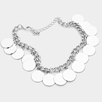 Metal Disc Charm Station Bracelet