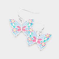 Enamel Butterfly Dangle Earrings