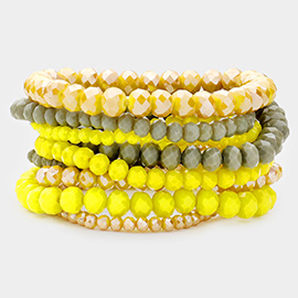 9PCS - Faceted Bead Stretch Bracelets