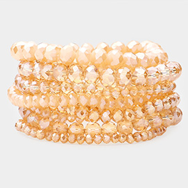 9PCS - Faceted Bead Stretch Bracelets