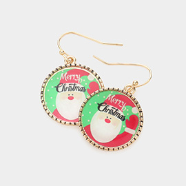 Santa Claus Metal Trim Round Dangle Earrings