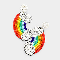 Felt Back Seed Bead Rainbow Earrings