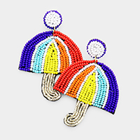 Felt Back Seed Bead Umbrella Earrings