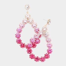 Floral Open Teardrop Ombre Evening Earrings