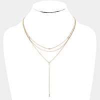 Rhinestone Detail Triple Layered Y Necklace