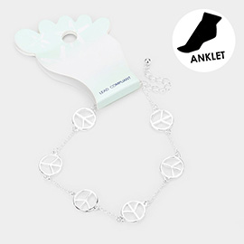 Metal Peace Symbol Station Anklet