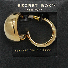 SECRET BOX_14K Gold Dipped Metal Half Hoop Earrings