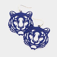 Brass Metal Cut Out Tiger Dangle Earrings