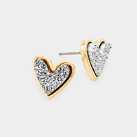 Druzy Heart Stud Earrings