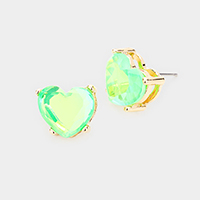 Heart Stone Stud Earrings