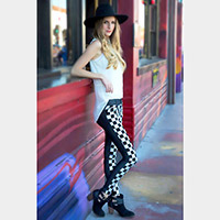 Frontal Metallic Silver Checkerboard Print Jeggings