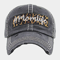 mom life Leopard Pattern Detail Vintage Baseball Cap