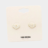 CZ Cubic Zirconia Heart Stud Earrings