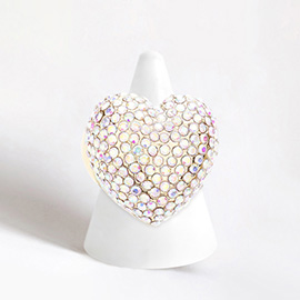 Rhinestone Pave Heart Stretch Ring